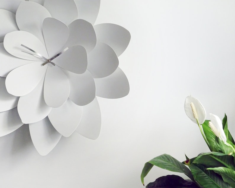 Extra Large lotus clock, Wall clock unique, Modern wall clock, Farmhouse wall clock image 8