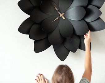 35-inch Extra large lotus clock, Functional wall art, Unique wall clock