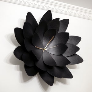 Large wall clock, Wall clock Oversized wall clock, Black lotus wall clock