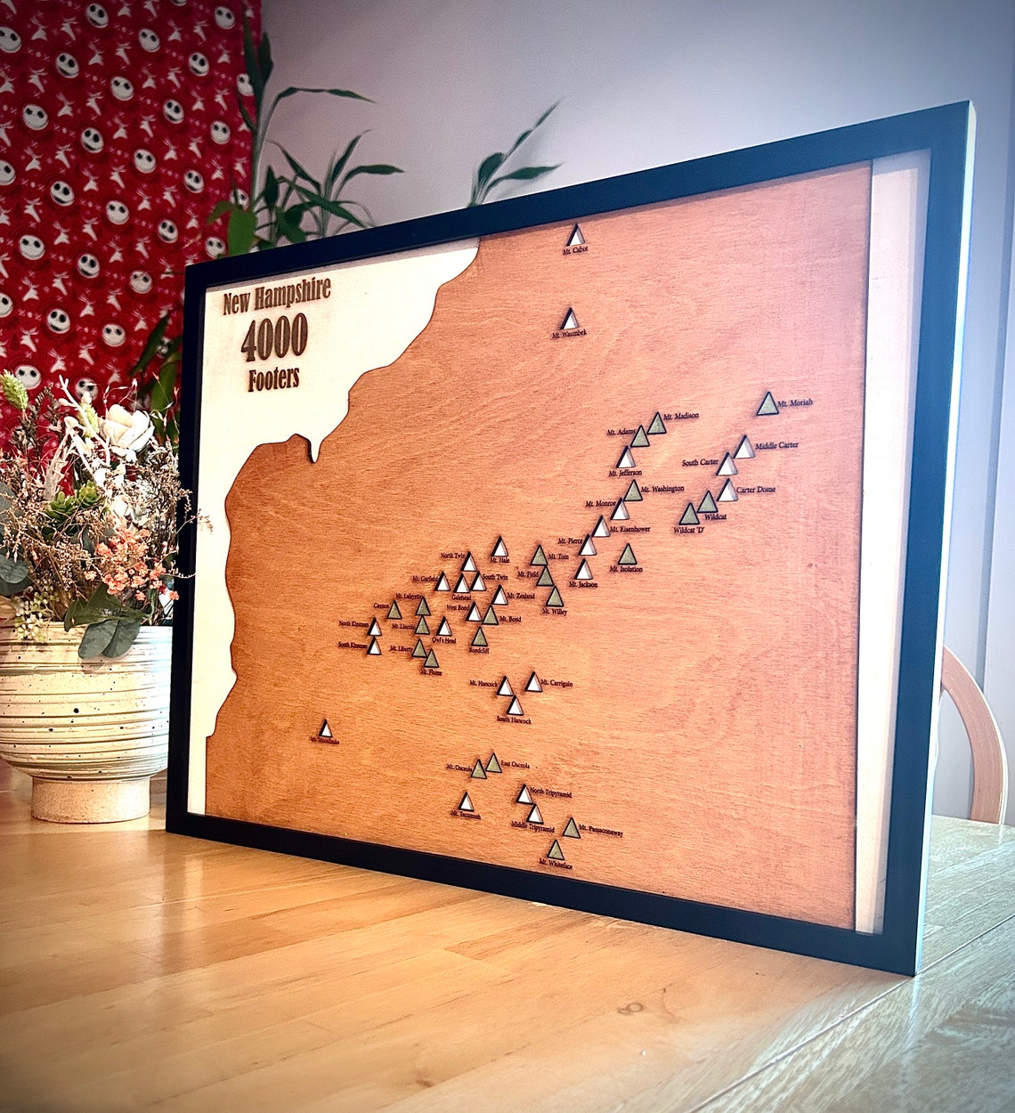 NH 4000 Footers Map White Mountains Peak Bagging Map New Hampshire 48 Peak Checklist Wood