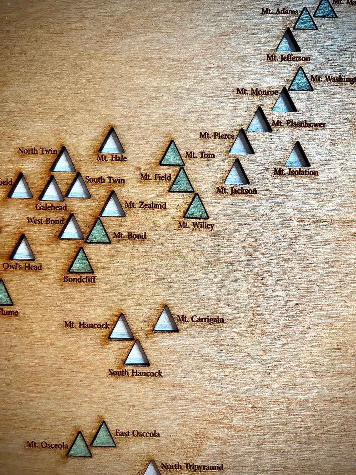 NH 4000 Footers Map White Mountains Peak Bagging Map New Hampshire 48