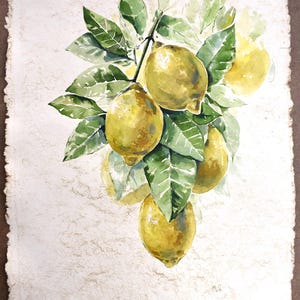 Lemons Original Watercolor Painting Handmade 12x16"