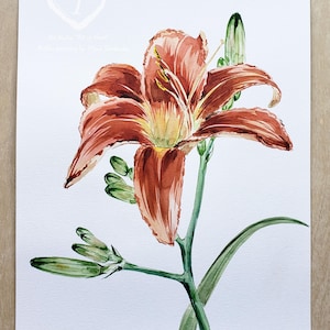 Orange Daylily Original Watercolor Painting  11х15"