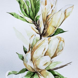 Magnolia Flowers Original Watercolour Painting Handmade