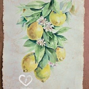 Lemons Original Watercolor Painting Handmade 12x16"