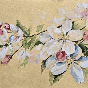 Dipinto originale ad acquerello "Fiore di melo" fatto a mano 11х7"