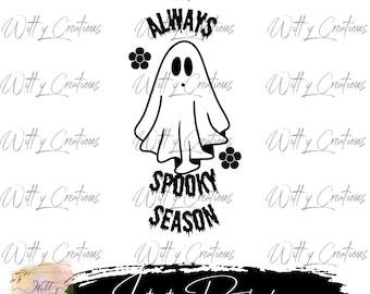 Spooky Season Ghost PNG Digital Download - Halloween Clipart, Cute Ghost Illustration, DIY Halloween Decor, Instant Download