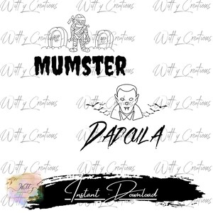 Spooky Mumster and Dadcula Halloween PNG Digital Download - Instant Download Printable Art - Halloween Decorations - DIY Halloween Crafts