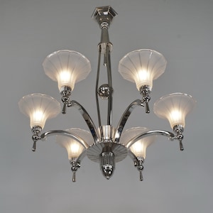 PETITOT : a large 1930-1935 French Art Deco chandelier ........... muller era daum sabino degue schneider modernist lamp wall sconces France