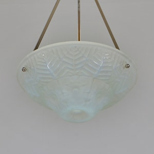 CHARLES RANC : a 1930 French Art Deco pendant             ........  opalescent chandelier lamp degué muller schneider daum sabino era France