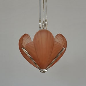 PETITOT :  French Art Deco chandelier ... 1930 1935 modernist light ............................ muller era daum degue schneider lamp france