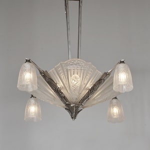 JAMAIN & FRONTISI: rare French 1930 Art Deco chandelier ..................... lamp muller daum era 1925 hanots degué schneider sabino France
