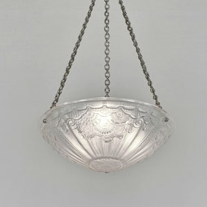 HETTIER & VINCENT and J. GAUTHIER : French 1930 Art Deco pendant               . lamp degué muller era 1925 daum schneider chandelier france