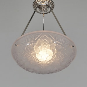G. VIARMÉ : 1930 French Art Deco chandelier       ................. pendant lamp degué muller  era daum schneider sabino france wall sconces
