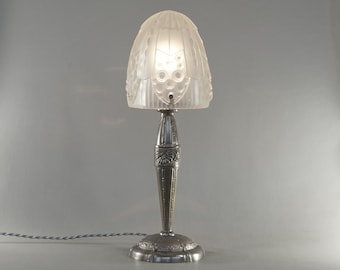 GEORGES LELEU : French 1930 Art Deco lamp ......................... glass 1925 daum muller era schneider degué chandelier wall sconces light