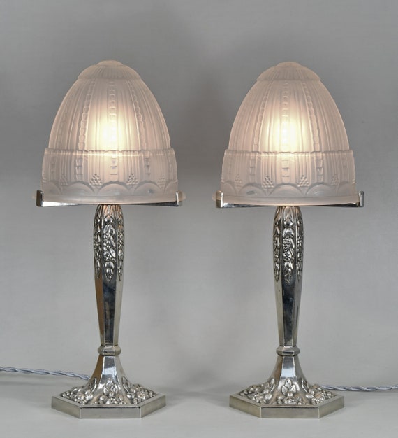 French art deco glass muller table lamp
