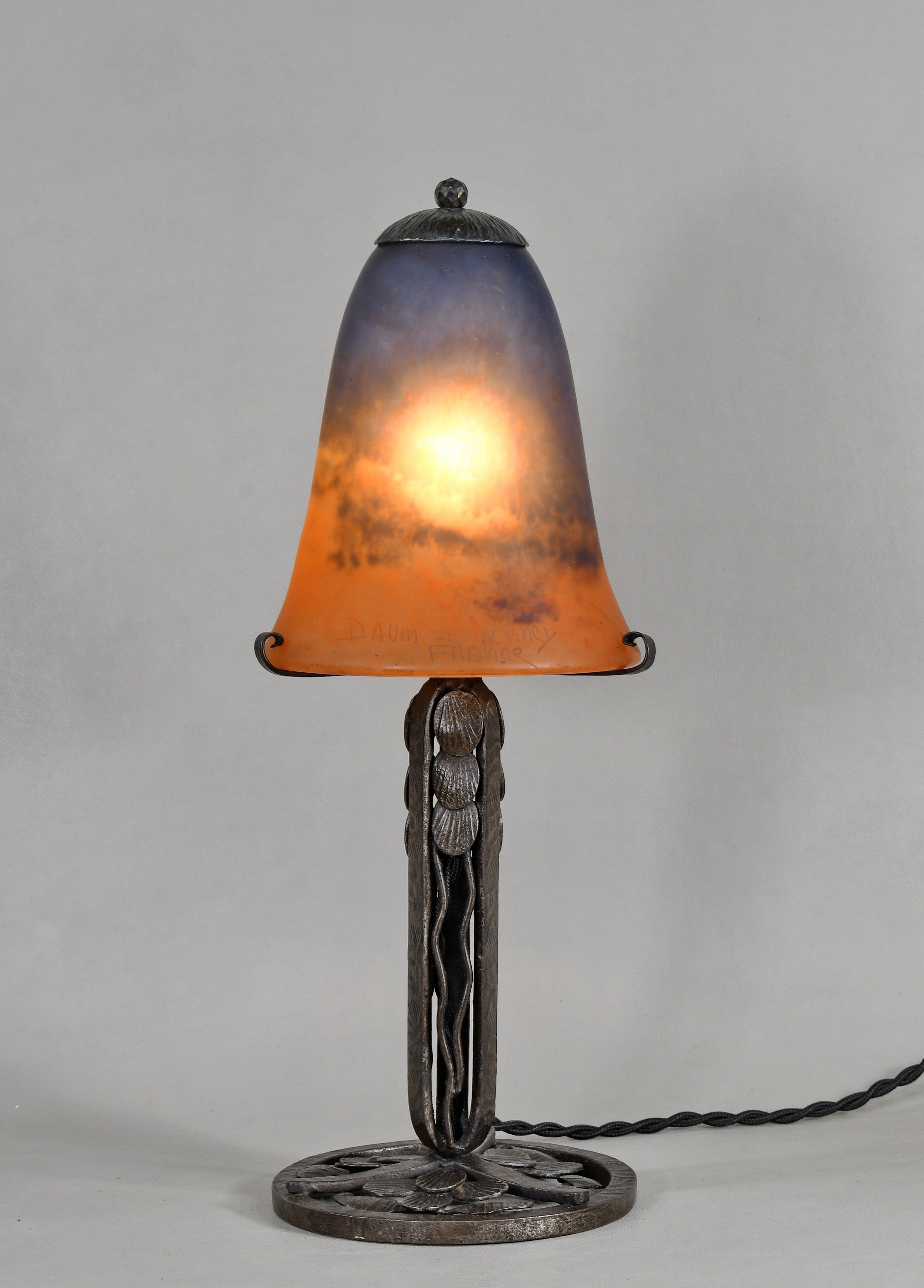 DAUM : French 1930 Art Deco lamp..... wrought iron 1925 muller