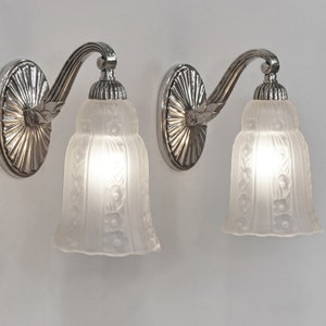 HETTIER VINCENT & BACCARAT : pair of French Art Deco wall sconces 1930 lights             .... lamp 1925 muller daum degué sabino era france