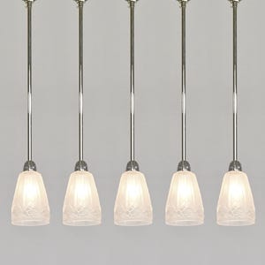 French 1930 Art Deco Pendant light by Hettier et Vincent & Hanots - 5 Available