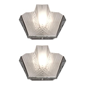 HETTIER etVINCENT & MULLER FRERES: pair of French 1930 Art Deco wall sconces