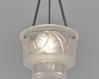HUBENS & DEGUÉ : a 1930 French Art Deco pendant ........... chandelier lamp muller era 1925 daum sabino schneider wall  sconces light France