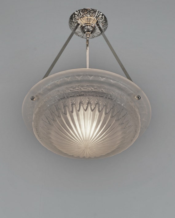 CHARLES SCHNEIDER : French 1930 art deco pendant .. chandelier