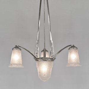 MAYNADIER : rare French 1930 Art Deco chandelier ..................... muller daum era 1925 degué schneider sabino lamp wall sconces  France