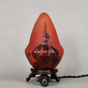 SCHNEIDER Le Verre Français nightlamp ... wrought iron 1925 glass                         ... daum muller era degué  chandelier wall sconces