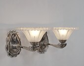 EJG EZAN pair of French 1930 Art Deco wall sconces . nickeled bronze opalescent glass lamp daum degué muller schneider era France