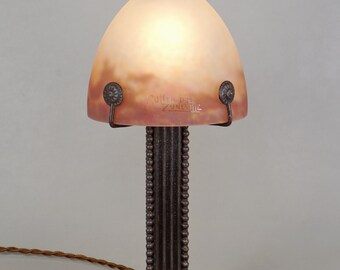 MULLER FRERES & VASSEUR : French 1930 Art Deco lamp .............. wrought iron 1925 daum era degué schneider wall lights chandelier sconces