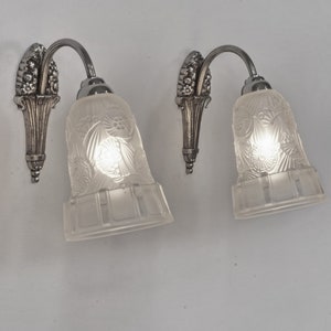 HETTIER & VINCENT : pair of French Art Deco wall sconces 1930 lights ......................... lamp 1925 muller daum degué sabino era France