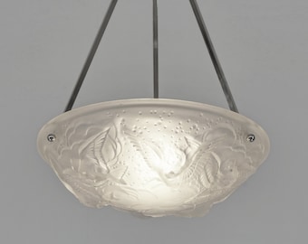MULLER FRERES : a 1930 French Art Deco pendant           . chandelier lamp degué era 1925 daum schneider wall sconces france