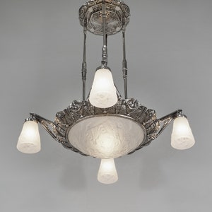 PETITOT & Muller freres :  French Art Deco chandelier ... 1930 1935 modernist light ................... era daum degue schneider lamp france