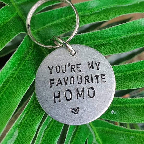 You're My Favourite HOMO Keyring Funny Gay Pride Valentines Gifts for Men Women Him Best Friend Mate Keychain Love Camp Homosexual Birthday