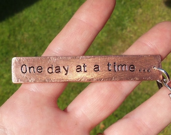 One Day At A Time Keychain Positive Thinking Recovery Addiction Mental Health Sobriety Depression Copper Gifts Alcoholic Addict Sober Rehab