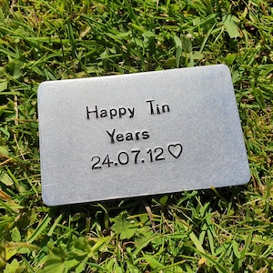 Portafoglio con inserto Happy Tin Years, regalo di anniversario in alluminio per uomo, per lui, per sua moglie, per il 10° matrimonio, ricordo personalizzato, amore, moglie