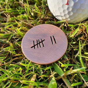 7th Anniversary Copper Golf Ball Marker: Handmade Tally Mark Gift