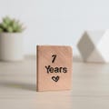 7  Years Hand Stamped Miniature Anniversary Card 7th Wedding Anniversary Tiny Copper Card Hand Crafted Personalised Husband Wife