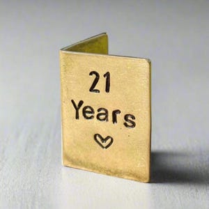21 Years Handmade Brass 21st Anniversary Card Personalised Miniature Gift For Husband Wife Cute Greetings Card Keepsake