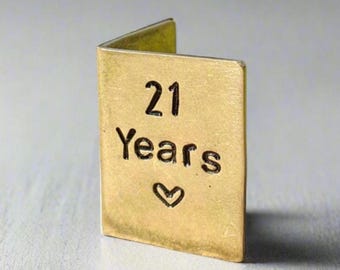 21 Years Handmade Brass 21st Anniversary Card Personalised Miniature Gift For Husband Wife Cute Greetings Card Keepsake