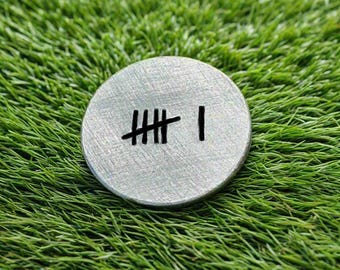6 TALLY MARK Golf Ball Marker Husband Wife Gifts For Men Women Golfer 6th Wedding Anniversary Personalised 6 Years Hand Stamped Golfing Gift