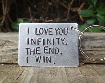 I Love You Infinity The End I Win Key Ring Funny Valentines Gifts Boyfriend Girlfriend Keychain For Men Him Birthday Personalised Wife