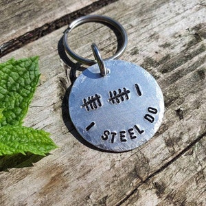 TALLY Mark 11 I STEEL DO Keyring 11th Wedding Anniversary Gifts For Men Her Personalised Gift Husband Wife Keychain Love Couple Hand Stamped
