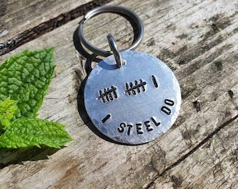 TALLY Mark 11 I STEEL DO Keyring 11th Wedding Anniversary Gifts For Men Her Personalised Gift Husband Wife Keychain Love Couple Hand Stamped