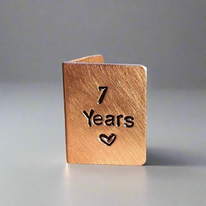 7 lat ręcznie stemplowana miniaturowa karta 7 rocznica ślubu mała miedziana karta ręcznie wykonana spersonalizowana mąż żona metalowa spersonalizowana