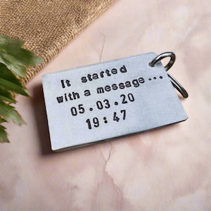 It Started With A MESSAGE Keyring Anniversary Birthday Boyfriend Girlfriend Gifts For Men Him Her Personalised Keychain I Love You Cute