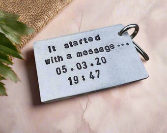 It Started With A MESSAGE Keyring Anniversary Birthday Boyfriend Girlfriend Gifts For Men Him Her Personalised Keychain I Love You Cute