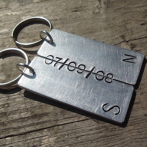 Secret Message 11th Wedding Anniversary Gifts For Him Her PERSONALISED Initials Husband Wife Matching Couples Keychain Keyring Set Steel