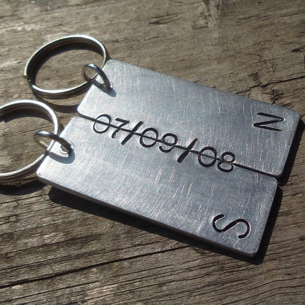 Matching Secret Date His & Hers Valentines Day Gifts For Him Men PERSONALIZED Husband Wife Keychains Keyrings Set Boyfriend Girlfriend Love