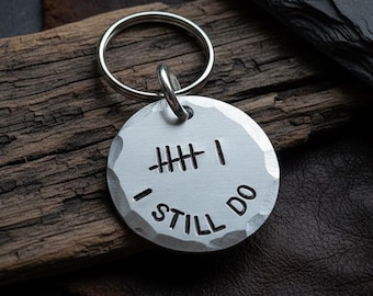 6th Anniversary Gift Keychain 6 Tally Mark Keyring Husband Wife Iron Personalised 6 Years I Still Do Hand Stamped Traditional